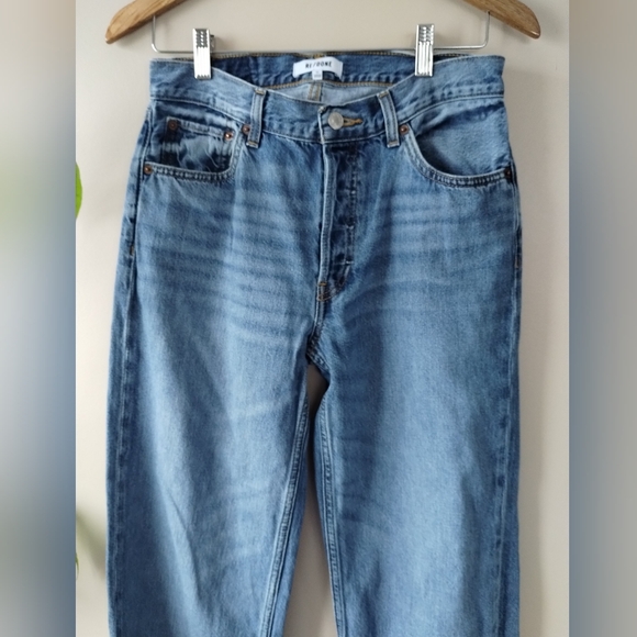 Re/Done Straight Leg Blue Jeans 24 - Picture 5 of 9